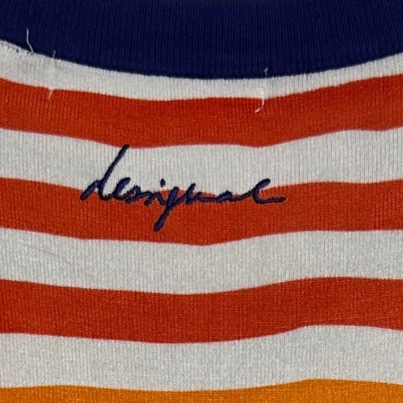 Desigual "Beatriz" sweater, Lg, white with multi stripes/florals, open front - Picture 9 of 12